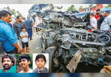 കെഎസ്‌ആർടിസി ബസിലേക്ക് എസ്യുവി ഇടിച്ചുകേറി മൂന്നുപേർ മരിച്ചു